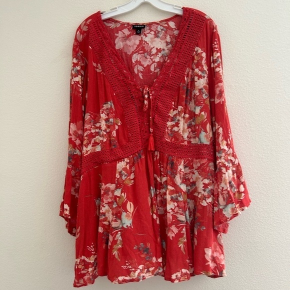 Torrid Lace Up Crinkle Gauze Babydoll
Top Floral Print size 4 - Picture 1 of 7